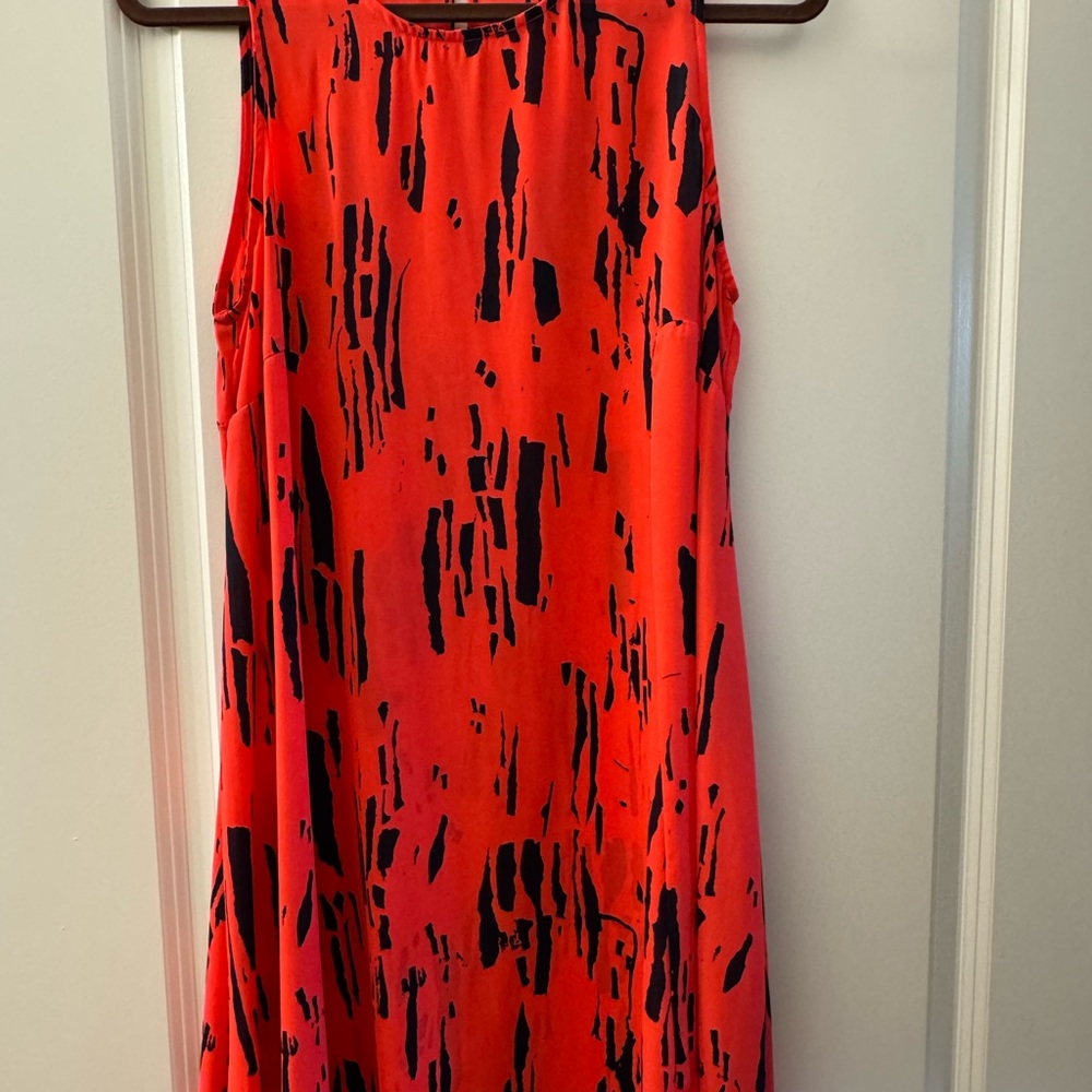 Hot Pink and Blue Sleeveless Dress